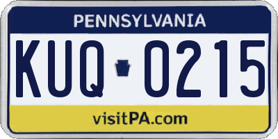 PA license plate KUQ0215