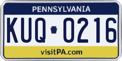 PA license plate KUQ0216