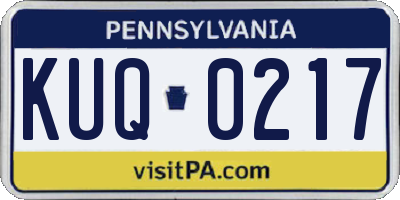 PA license plate KUQ0217
