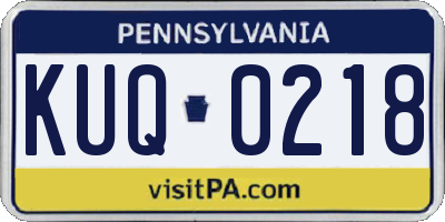 PA license plate KUQ0218