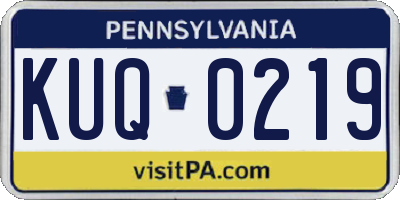 PA license plate KUQ0219