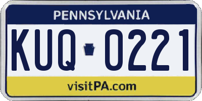 PA license plate KUQ0221