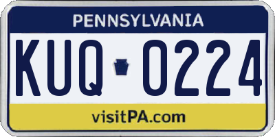 PA license plate KUQ0224
