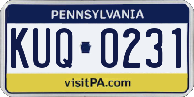 PA license plate KUQ0231