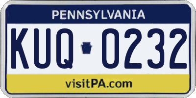 PA license plate KUQ0232