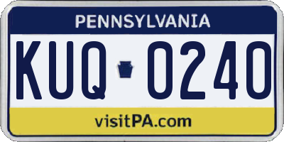 PA license plate KUQ0240