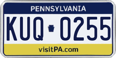 PA license plate KUQ0255