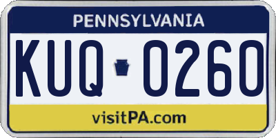 PA license plate KUQ0260