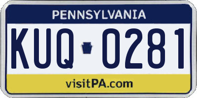 PA license plate KUQ0281