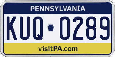 PA license plate KUQ0289