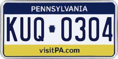 PA license plate KUQ0304