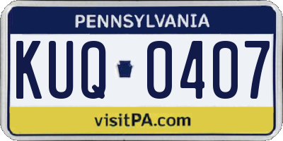 PA license plate KUQ0407