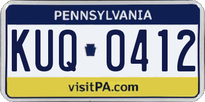 PA license plate KUQ0412