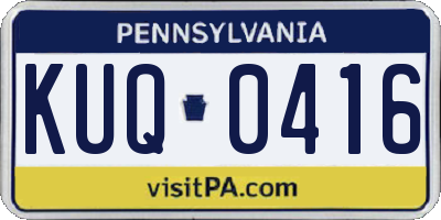 PA license plate KUQ0416