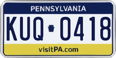 PA license plate KUQ0418
