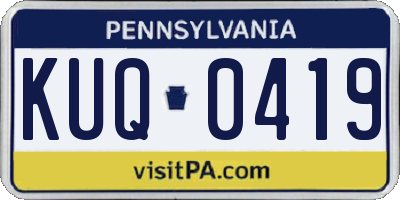 PA license plate KUQ0419