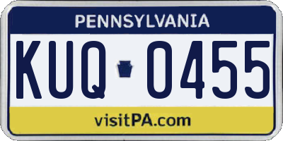 PA license plate KUQ0455
