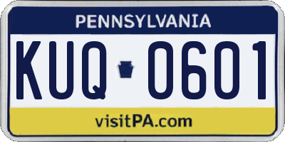 PA license plate KUQ0601