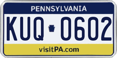 PA license plate KUQ0602