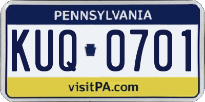 PA license plate KUQ0701