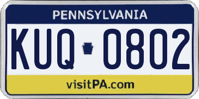 PA license plate KUQ0802