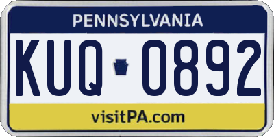 PA license plate KUQ0892