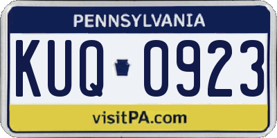 PA license plate KUQ0923