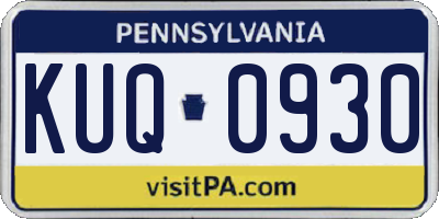 PA license plate KUQ0930