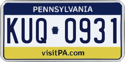 PA license plate KUQ0931