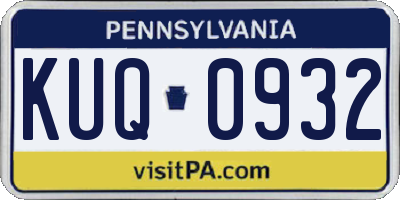 PA license plate KUQ0932