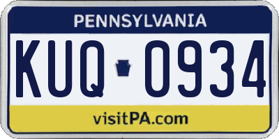PA license plate KUQ0934