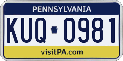 PA license plate KUQ0981