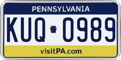 PA license plate KUQ0989