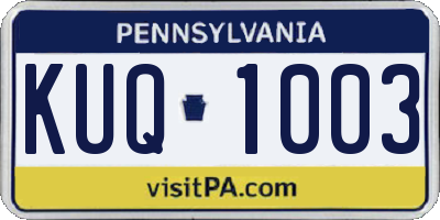PA license plate KUQ1003