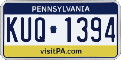 PA license plate KUQ1394