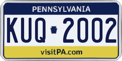 PA license plate KUQ2002