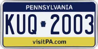 PA license plate KUQ2003