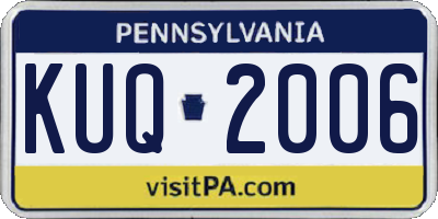 PA license plate KUQ2006