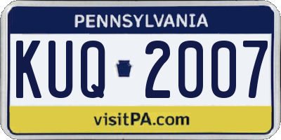 PA license plate KUQ2007