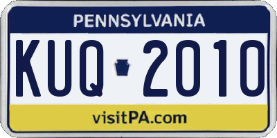 PA license plate KUQ2010
