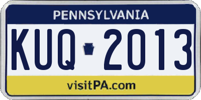 PA license plate KUQ2013