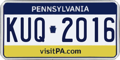 PA license plate KUQ2016
