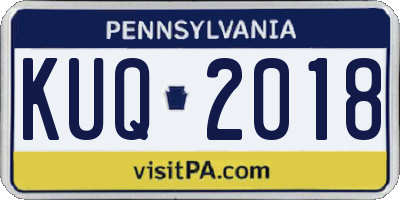PA license plate KUQ2018