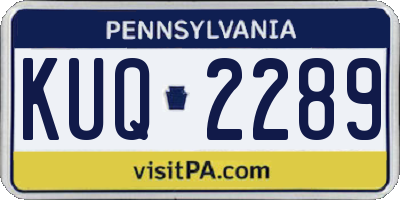 PA license plate KUQ2289