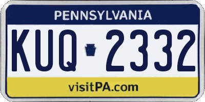 PA license plate KUQ2332