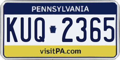 PA license plate KUQ2365