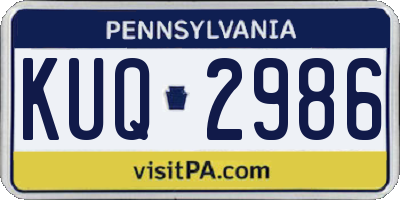 PA license plate KUQ2986