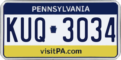 PA license plate KUQ3034