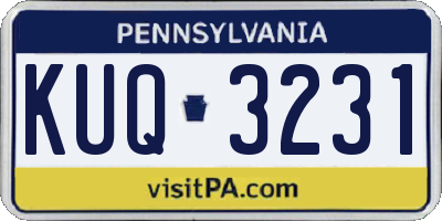 PA license plate KUQ3231