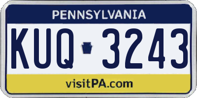 PA license plate KUQ3243